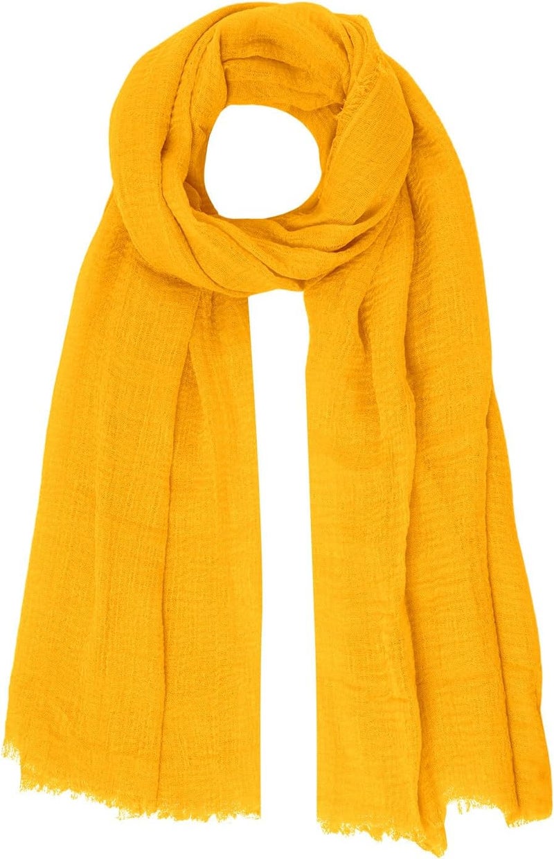Nydotd Women Summer Cotton Linen Scarf Crinkle Long Beach Shawl Wrap hijab with Fringe - Image 1